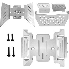 ShareGoo Stainless Steel RC Skid Plate,RC Chassis Armor Protector Plate & Center Transmission Skid Plate Mount Compatible with Axial SCX10-III AXI03007 1/10 RC Crawler Car