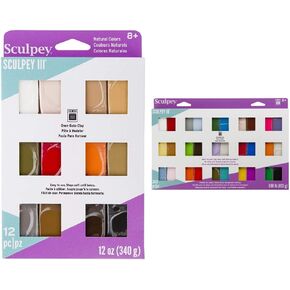 Sculpey III Polymer Clay Multipack 1oz 12/PKG-Naturals و 1oz 30/PKG-Assorted Bundle