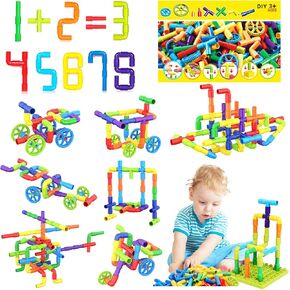 مجموعة أنبوب أنبوب لعبة STEM للأطفال ، 175 PCS Tube Locks Building Building Builds With Baseplate ، Hearning Learning Pipe Toys Toys Gift For Toddlers Kids Boys Age 3+