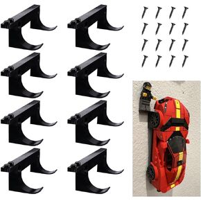 15 Pcs Wall Mount Fit for Any Lego Speed Champions Sets, Wall Bracket for Lego Speed of Champions Brick Cars with a Base for The Pilot/Figure, Display Collectible Cars by Wheels on Wall, Black