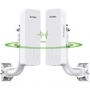 Wireless Bridge with 2 Bracket Mounts, 3KM 5.8G Point to Point Outdoor CPE, Adalov CPE660 Long Range WiFi Bridges for PtP/PtMP with 14DBi High Gain Antenna, PoE Adapter, 2 RJ45 Ethernet Port, 2 Pack