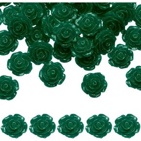 uxcell 50 Pcs Pink Resin Rose Flower Beads, 20mm Flatback Flower Charm Opaque Carve Rose Beads No Hole for DIY Jewelry Making Nails Sunglasses Shoe Hair Clip Home Decor