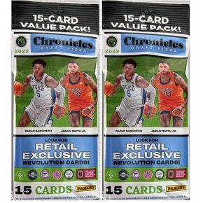 2022 Panini Chronicles Draft تختار مجموعة كرة السلة الجماعية من 2 حزم الدهون التشيلو - 15 بطاقة لكل حزمة - 30 بطاقة تداول