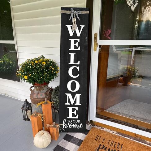 MODE HOME Large Welcome Sign for Front Door Porch, Welcome Home Decorations, 36.5 Inch Tall Standing Vertical Metal Welcome Sign, Waterproof for Indoor Outdoor Yard, Rustic Design for All Seasons in Kuwait