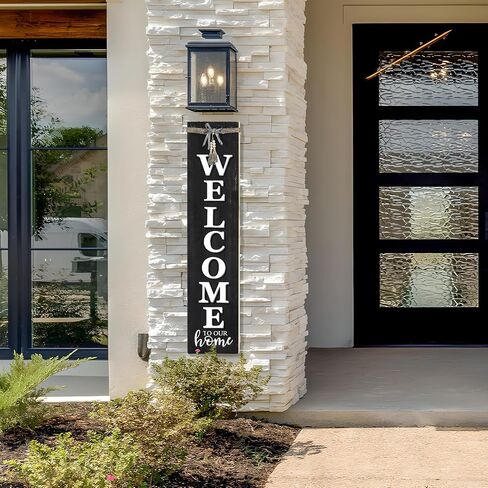 MODE HOME Large Welcome Sign for Front Door Porch, Welcome Home Decorations, 36.5 Inch Tall Standing Vertical Metal Welcome Sign, Waterproof for Indoor Outdoor Yard, Rustic Design for All Seasons in Kuwait