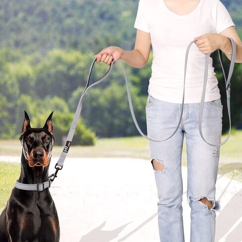 Double Handle Dog Leash, 6ft, Padded, Heavy Duty, Reflective, Red, 2 Handle Leads in Kuwait