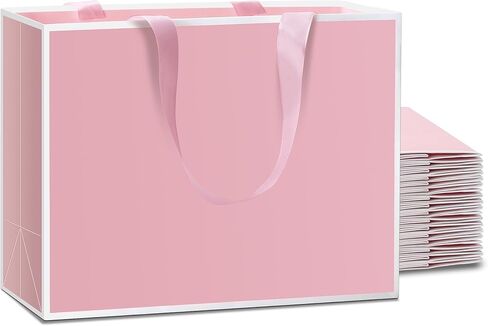 YACEYACE Pink Gift Bags Bulk, 20Pcs 10.5"x4.25"x8" Gift Bags Medium Size, Pink Paper Gift Bags for Valentines, Boutique, Wedding, Party, Birthday,Mother's Day in Kuwait