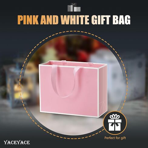YACEYACE Pink Gift Bags Bulk, 20Pcs 10.5"x4.25"x8" Gift Bags Medium Size, Pink Paper Gift Bags for Valentines, Boutique, Wedding, Party, Birthday,Mother's Day in Kuwait