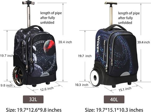 UNIKER Rolling Bag with Wheels, 40L Water Resistant Wheeled Laptop Backpack, Silent Wheel Travel Backpack for Women Men,T5- Spacewalk in Kuwait