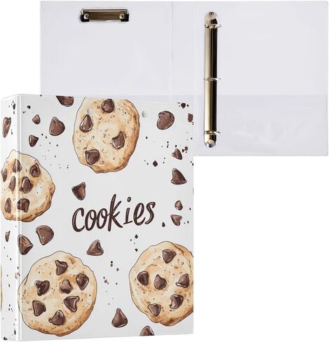 Brown Cookies with Chocolate Bean 3 Ring Binder 1.5" Decorative D-Ring Binder with Clipboard&3 Clear Pockets, Holds 200 Sheets A4 Size Paper Waterproof Binders for School Home Office in Kuwait