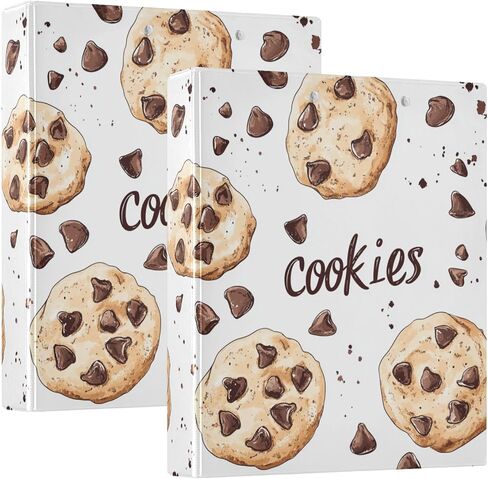 Brown Cookies with Chocolate Bean 3 Ring Binder 1.5" Decorative D-Ring Binder with Clipboard&3 Clear Pockets, Holds 200 Sheets A4 Size Paper Waterproof Binders for School Home Office in Kuwait