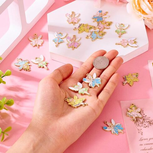 Beadthoven Enamel Charms for Jewelry Making, Light Gold Plating Alloy Assorted Enamel Pendants Charms for Necklace Bracelet Earrings DIY Supplies in Saudi Arabia