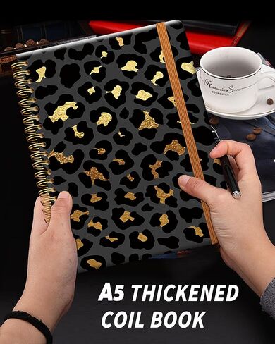 Ruled Spiral Writing Notebook,A5 Hardcover Lined College Journal for Women Lady Girl,Fashion Strong Twin-Wire Binding with Premium Paper,8.4" X 6",Perfect for School,Office,Home Gifts(Cute Cowhide in Kuwait