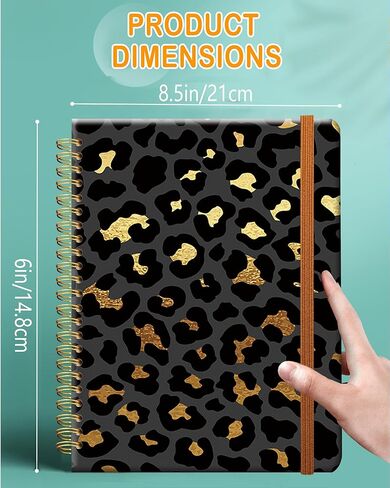 Ruled Spiral Writing Notebook,A5 Hardcover Lined College Journal for Women Lady Girl,Fashion Strong Twin-Wire Binding with Premium Paper,8.4" X 6",Perfect for School,Office,Home Gifts(Cute Cowhide in Kuwait