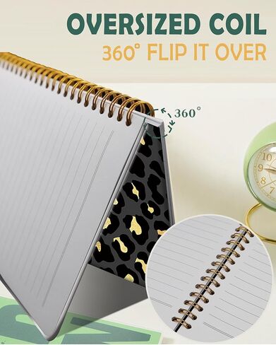 Ruled Spiral Writing Notebook,A5 Hardcover Lined College Journal for Women Lady Girl,Fashion Strong Twin-Wire Binding with Premium Paper,8.4" X 6",Perfect for School,Office,Home Gifts(Cute Cowhide in Kuwait