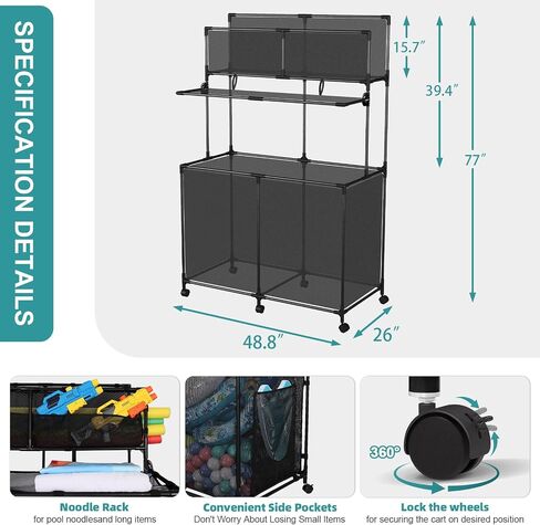 Pool Storage bin，Poolside Storage Organizer，Double Deck,Holder for Outdoor, Pool, Patio, Garden，Organizer for Toys, Floats, and Swimming Equipments,2-Size (Medium) in Saudi Arabia