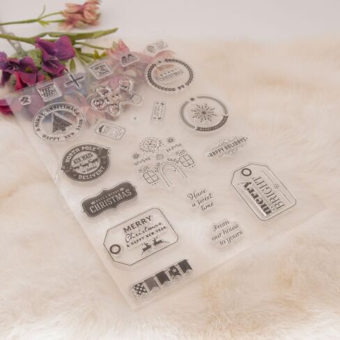 Mesygk Merry Christmas Santa Claus Snowflakes Christmas Tree Clear Clear Silicone Stamps بطاقات ألبوم طوابع مطاطية شفافة لزخارف البطاقات و DIY Scrapbooking in Kuwait