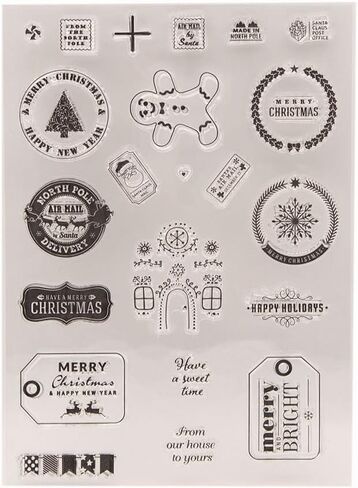 Mesygk Merry Christmas Santa Claus Snowflakes Christmas Tree Clear Clear Silicone Stamps بطاقات ألبوم طوابع مطاطية شفافة لزخارف البطاقات و DIY Scrapbooking in Kuwait