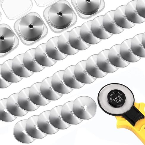 Rotary Cutter Professional 45mm Rotary Fabric Cutting Machine,With 40 Replacement Blades，for Cutting Quilted Fabrics and Crafts,Ergonomic Soft Handle Rotary Drum Cutter(45mm) in Saudi Arabia