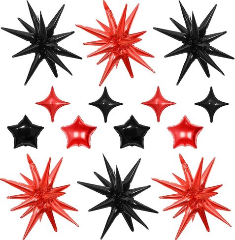 14pcs بالونات Black Red Star ، والبالون النجمة المختلطة ، والبالونات 22 بوصة للانفجار مع البالون على شكل نجوم 10 بوصات ، لتخرج عيد ميلاد Casino Casino New Year Party Decords in Kuwait