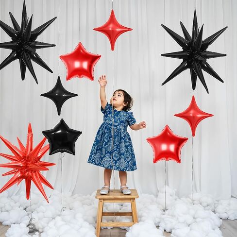 14pcs بالونات Black Red Star ، والبالون النجمة المختلطة ، والبالونات 22 بوصة للانفجار مع البالون على شكل نجوم 10 بوصات ، لتخرج عيد ميلاد Casino Casino New Year Party Decords in Kuwait