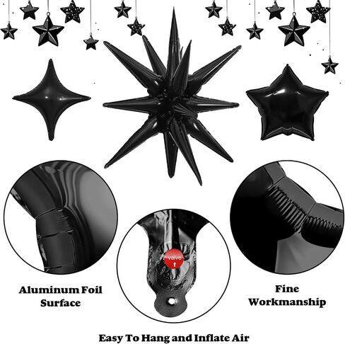 14pcs بالونات Black Red Star ، والبالون النجمة المختلطة ، والبالونات 22 بوصة للانفجار مع البالون على شكل نجوم 10 بوصات ، لتخرج عيد ميلاد Casino Casino New Year Party Decords in Kuwait