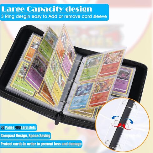 400 Pockets Trading Card Binder, Card Binder for Baseball Card/Football Card/Trading Card, Card Binder with Card Sleeves,Trading Card Holder for Protect and Prevent Your Precious Card Loss or Damage in Saudi Arabia