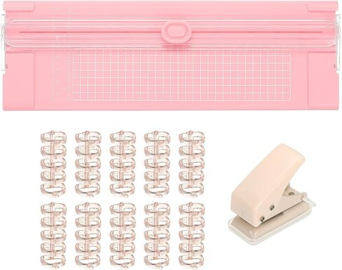 PATIKIL Paper Cutter Trimmer, A4 Straight Small Portable Paper Slide Paper Slicer with Hole Punch and Binder for Craft Cardstock, Label Card, Scrapbook, Pink in Saudi Arabia