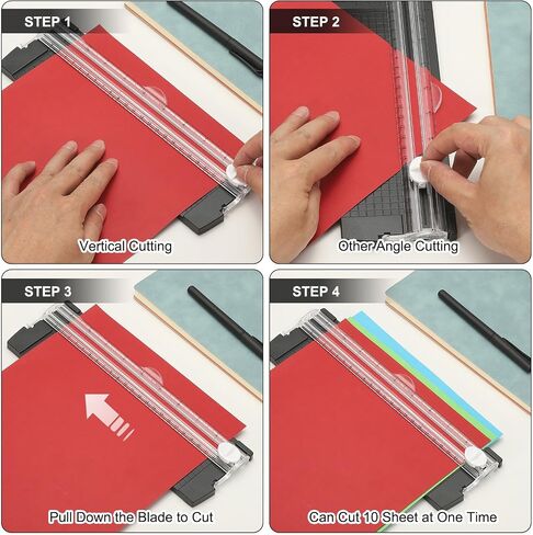 PATIKIL Paper Cutter Trimmer, A4 Straight Small Portable Paper Slide Paper Slicer with Hole Punch and Binder for Craft Cardstock, Label Card, Scrapbook, Pink in Saudi Arabia