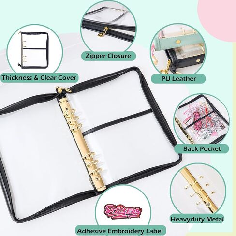 MANWU Reusable Sticker Book Organizer Binder with Zipper Closure, PU Leather Release Paper Sticker Collecting BookAlbum Storage Collection 80 Sheets Double-Sided Blank Release Paper (Green) in Kuwait