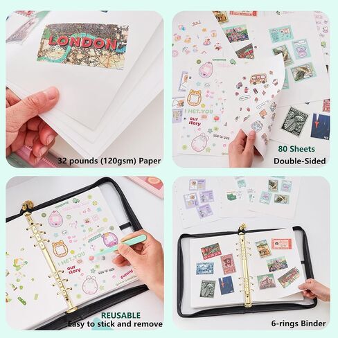 MANWU Reusable Sticker Book Organizer Binder with Zipper Closure, PU Leather Release Paper Sticker Collecting BookAlbum Storage Collection 80 Sheets Double-Sided Blank Release Paper (Green) in Kuwait