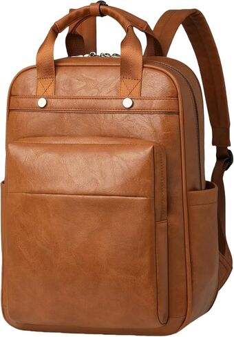 Leather Laptop Backpack for Women 15.6 Inch Work Travel Backpack Fashion College Business Computer Bag (Brown) in Saudi Arabia