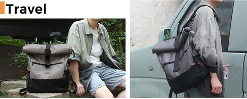 حقيبة الظهر AOSBOS LAPTOP ، حقيبة ظهر للركاب القابلة للتوسيع للعمل ، سفر ودورة نهارية غير رسمية ، حقيبة ظهر لجلد رولتوب in Kuwait