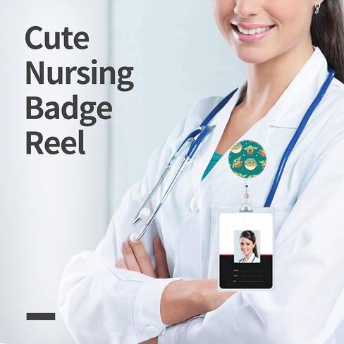 Jupswan Badge Reels Holder Retractable with ID Clip for Nurse Name Tag Card Cute Funny Fun Anime Cartoon Pattern Nursing Doctor Teacher Student Medical Work Office Alligator Clip ZJK220 in Saudi Arabia