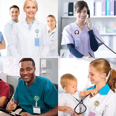 Jupswan Badge Reels Holder Retractable with ID Clip for Nurse Name Tag Card Cute Funny Fun Anime Cartoon Pattern Nursing Doctor Teacher Student Medical Work Office Alligator Clip ZJK220 in Saudi Arabia