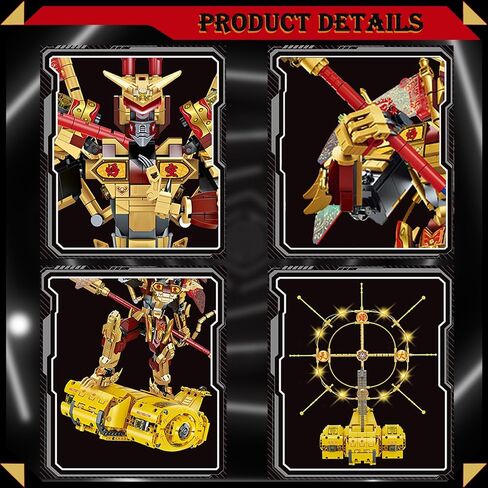 Monkey King Mecha Robot, 2024 New Monkey King Fashions Building Blocks Kit with Jingu Bang and Stand,Golden Tall with Monkey King Block Kit Collectible Display Model for Ages 14+ (1776 PCS) in Saudi Arabia