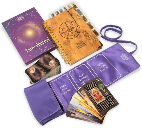 مجموعة التعلم الساحرة Cauldron Tarot للمبتدئين: بطاقات التعلم للمبتدئين ، حامل الساتان ومجلة التارو للتخطيط الروحية (الأرجواني) in Kuwait