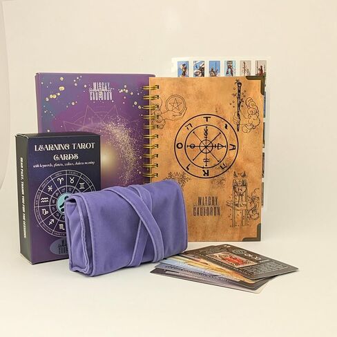 مجموعة التعلم الساحرة Cauldron Tarot للمبتدئين: بطاقات التعلم للمبتدئين ، حامل الساتان ومجلة التارو للتخطيط الروحية (الأرجواني) in Kuwait