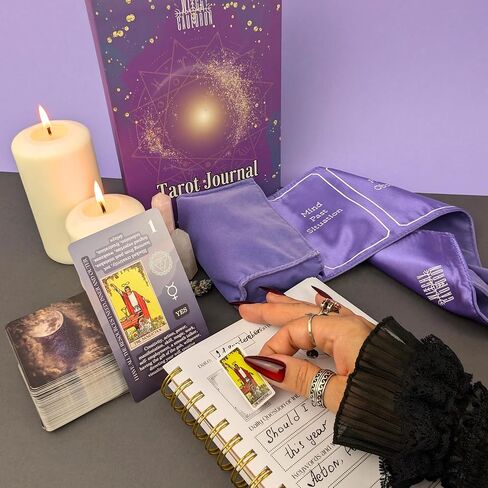 مجموعة التعلم الساحرة Cauldron Tarot للمبتدئين: بطاقات التعلم للمبتدئين ، حامل الساتان ومجلة التارو للتخطيط الروحية (الأرجواني) in Kuwait