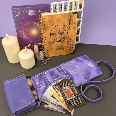 مجموعة التعلم الساحرة Cauldron Tarot للمبتدئين: بطاقات التعلم للمبتدئين ، حامل الساتان ومجلة التارو للتخطيط الروحية (الأرجواني) in Kuwait