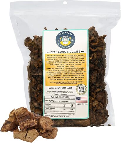 Beef Lung Nuggies Dog Treats, 1 LB Bag - All-Natural, Sustainable, Healthy, High Protein, Hand-Trimmed, Slow-Roasted, Made in The USA, Nutritious, No Additives, No Fillers in Saudi Arabia