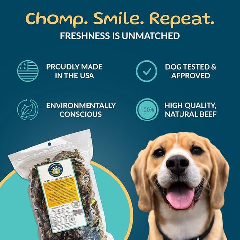 Beef Lung Nuggies Dog Treats, 1 LB Bag - All-Natural, Sustainable, Healthy, High Protein, Hand-Trimmed, Slow-Roasted, Made in The USA, Nutritious, No Additives, No Fillers in Saudi Arabia