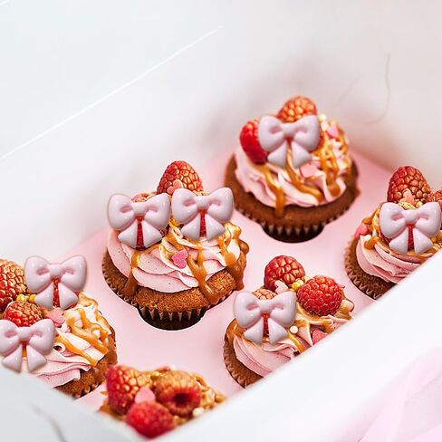 24 Pink Bow Cupcake Toppers Bowknot Cake Toppers مختارة in Kuwait