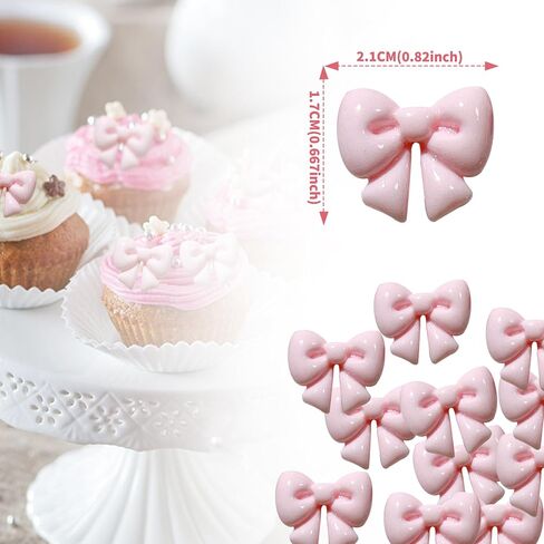 24 Pink Bow Cupcake Toppers Bowknot Cake Toppers مختارة in Kuwait
