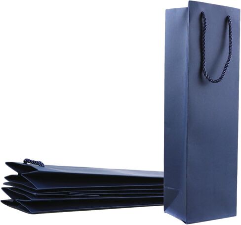 Miraclekoo Navy Blue Wine Bag for Bottles, 3.8"x3.5"x13.8" Whiskey/Liquor Bottle Bags for Gifts, Tote With Rope Handles, 4Pcs in Saudi Arabia