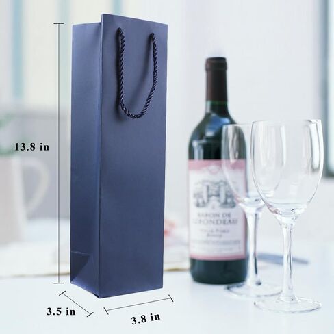 Miraclekoo Navy Blue Wine Bag for Bottles, 3.8"x3.5"x13.8" Whiskey/Liquor Bottle Bags for Gifts, Tote With Rope Handles, 4Pcs in Saudi Arabia