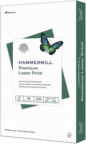 ورق طابعة Hammermill، طباعة ليزر ممتازة 24 رطل، 8.5 × 14-1 رزمة (500 ورقة) - 98 ساطع، صنع في الولايات المتحدة الأمريكية، 104612 in Kuwait
