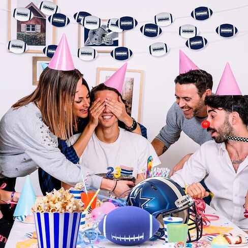 8pcs Cowboys Football Party Decorations Blue Football Party Banner Cowboys Football Garland Hanging Swirls Blue and White Cowboy Football Birthday Party Supplies Sport Banner for Indoors Outdoors in Saudi Arabia