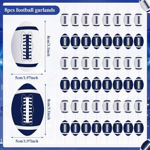 8pcs Cowboys Football Party Decorations Blue Football Party Banner Cowboys Football Garland Hanging Swirls Blue and White Cowboy Football Birthday Party Supplies Sport Banner for Indoors Outdoors in Saudi Arabia
