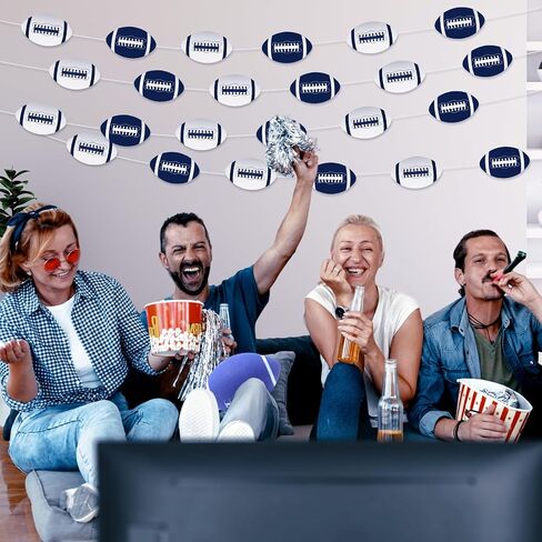 8pcs Cowboys Football Party Decorations Blue Football Party Banner Cowboys Football Garland Hanging Swirls Blue and White Cowboy Football Birthday Party Supplies Sport Banner for Indoors Outdoors in Saudi Arabia